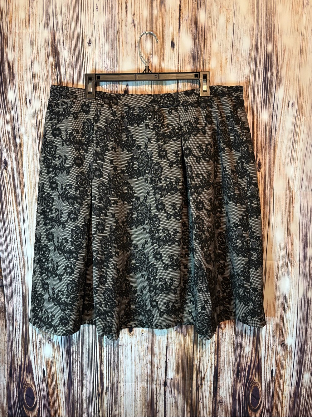 Black Floral Lace Overlay Circle Skirt
